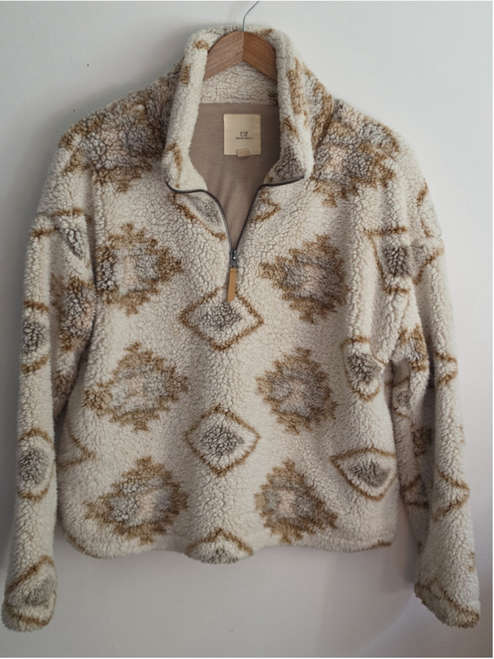 Thread & Supply Aztec Super Soft Sherpa Quarter-Zip Pullover Jacket Women's S